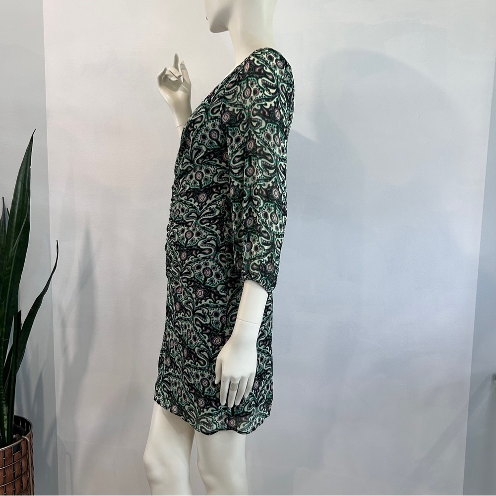 ba&sh Robe Fanny Ruched Front V Neck Viscose Mini Dress - Picture 4 of 16